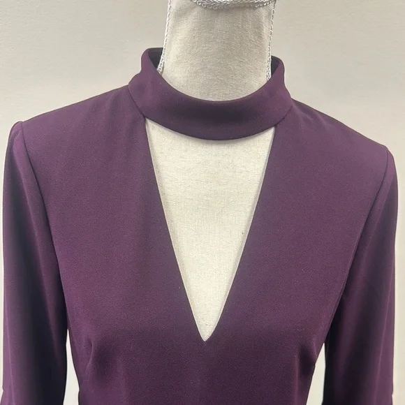 Eliza J Purple Sheath Dress with Mandarin Collar and Bell Sleeves - Picture 4 of 7
